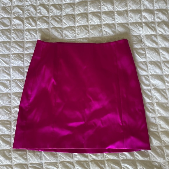 Frame Denim Seamed Pink Metallic Mini A-Line Skirt - Picture 4 of 11